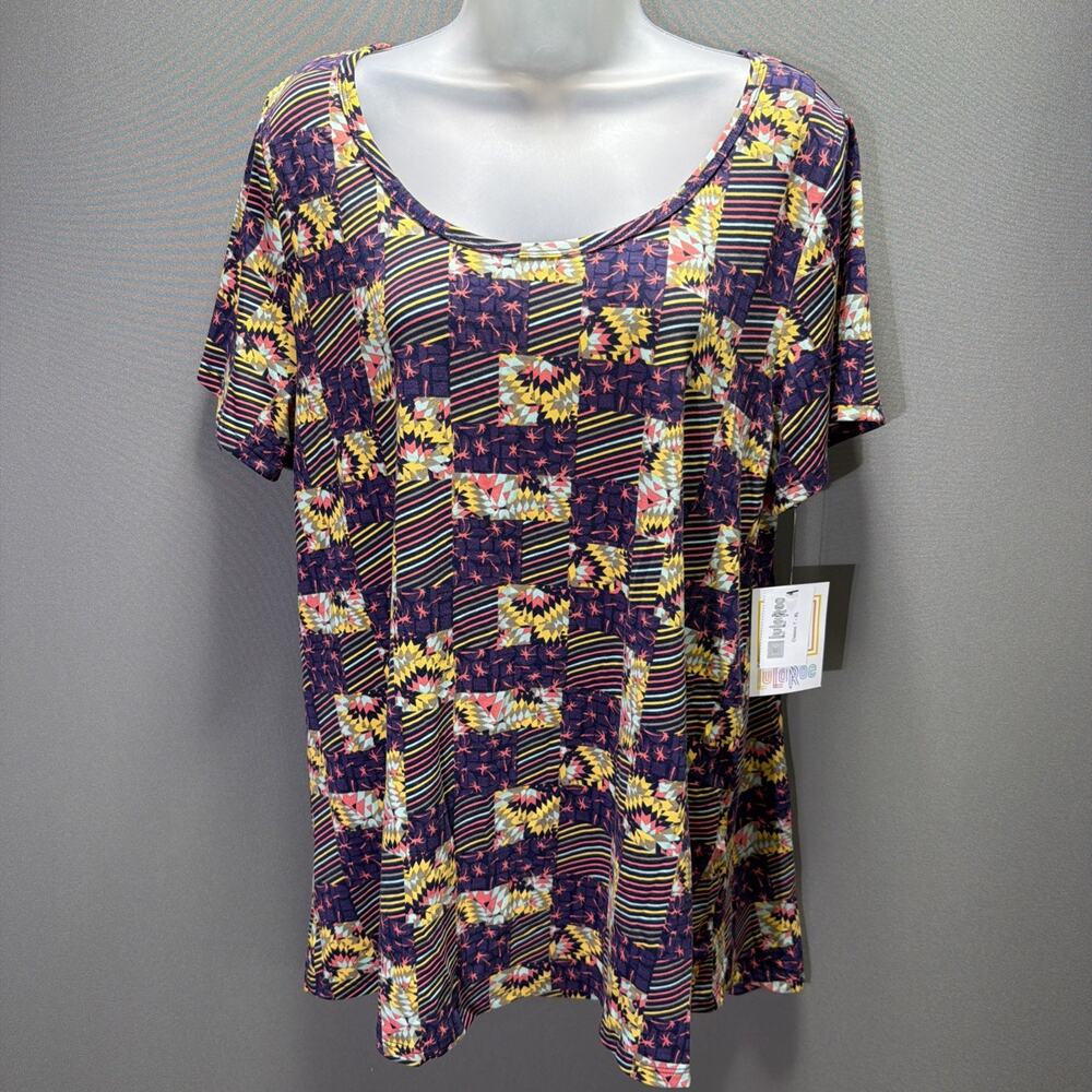 LuLaRoe Classic T Top Shirt Palm Tree Purple Pink Yellow Women XL New Stretch